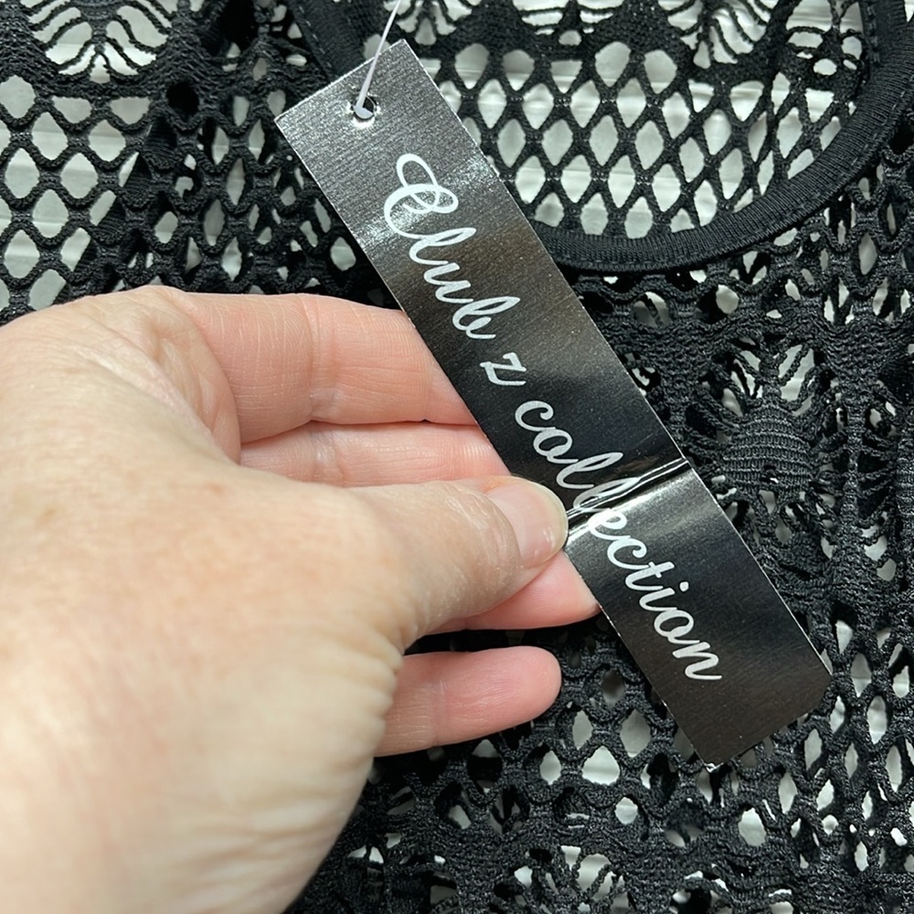 Club Z Collection NWT Black Mesh Heart Racerback Maxi Dress Swim Cover Up - Picture 5 of 10